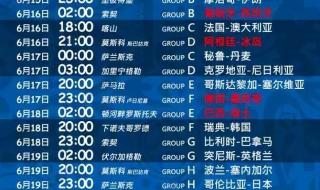 世界杯赛事赛程安排